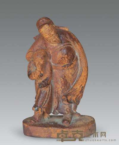清光绪 竹雕太白醉酒摆件 20×8cm